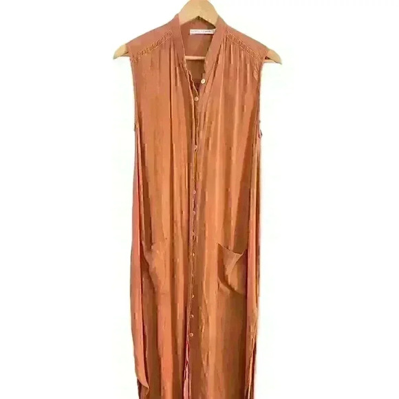 Faithful The Brand Sleeveless Rust Brown Dress Long Shirt Button Down Size XS - Picture 1 of 13